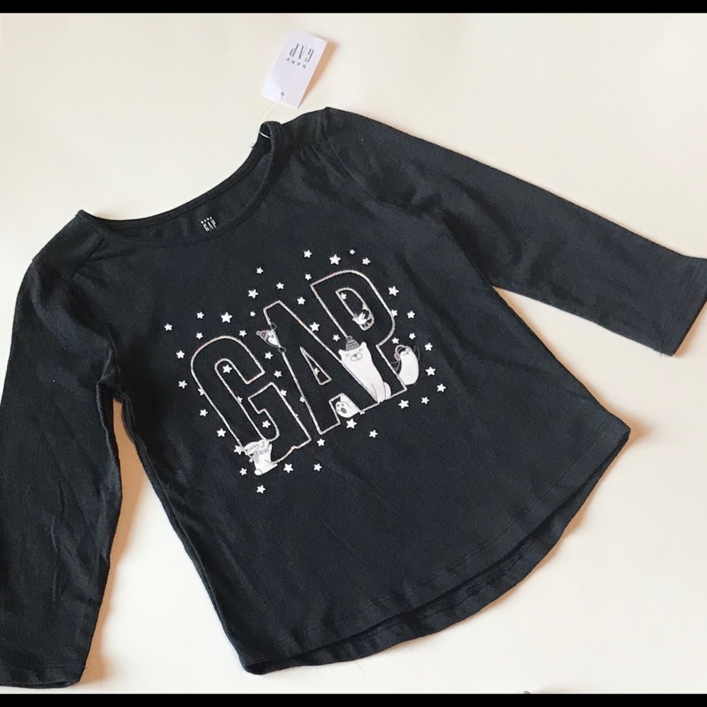 GAP T-shirts with sparkle graphic long sleeves